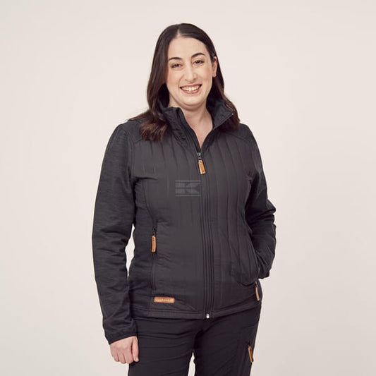 Ladies Hybrid Fleece Jacket - Charcoal